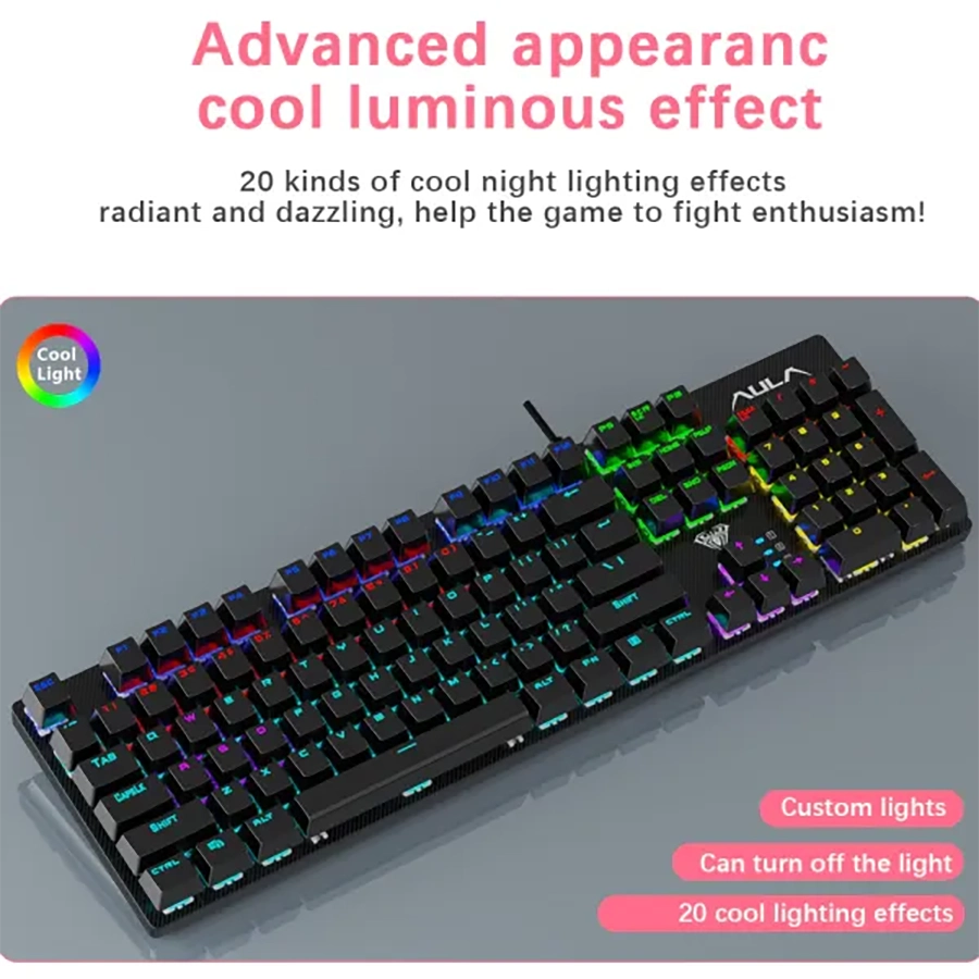 Bàn phím cơ gaming AULA S2022 (Blue switch, USB, LED Rainbow)