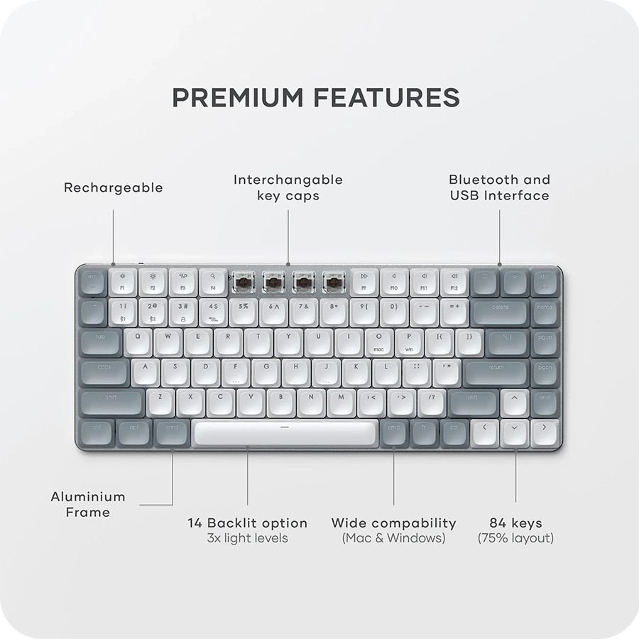 Bàn Phím Cơ Satechi Slim SM1 Mechanical Backlit Bluetooth Keyboard