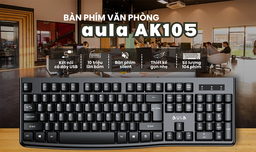 Bàn Phím Văn Phòng Có Dây AULA AK105