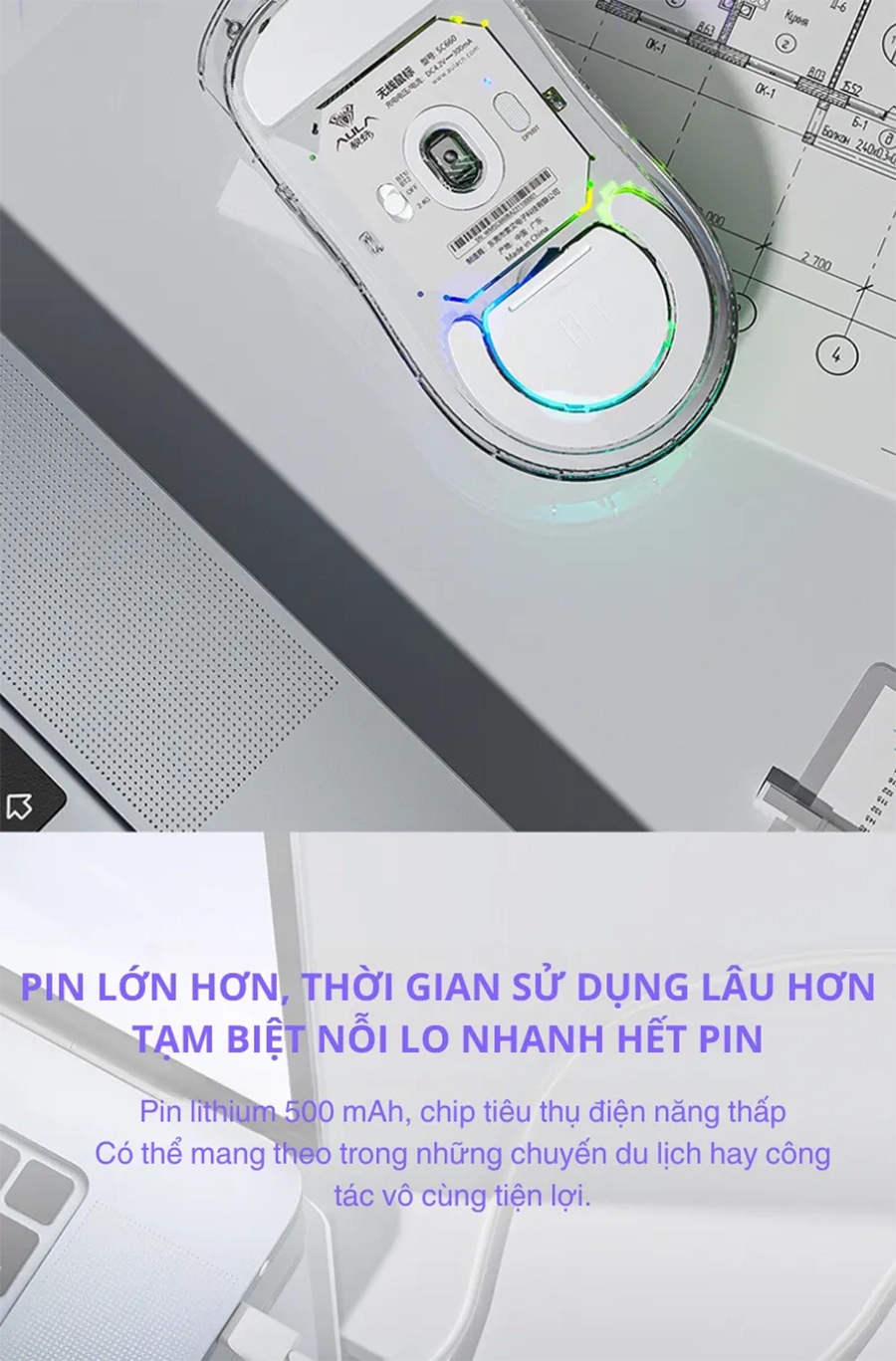 Chuột gaming AULA SC660 3 mode (Có dây/ 2.4G/ Bluetooth)