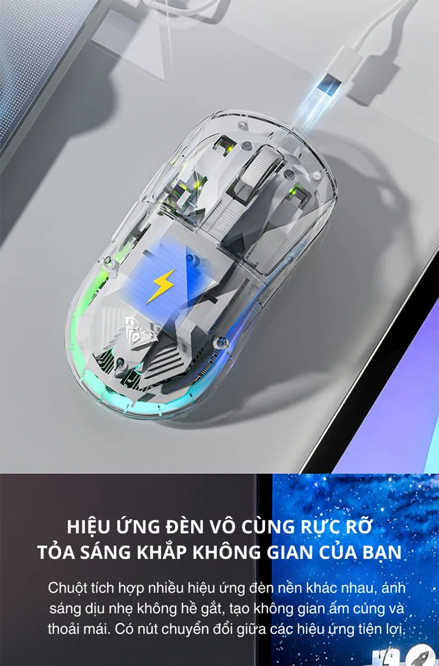 Chuột gaming AULA SC660 3 mode (Có dây/ 2.4G/ Bluetooth)