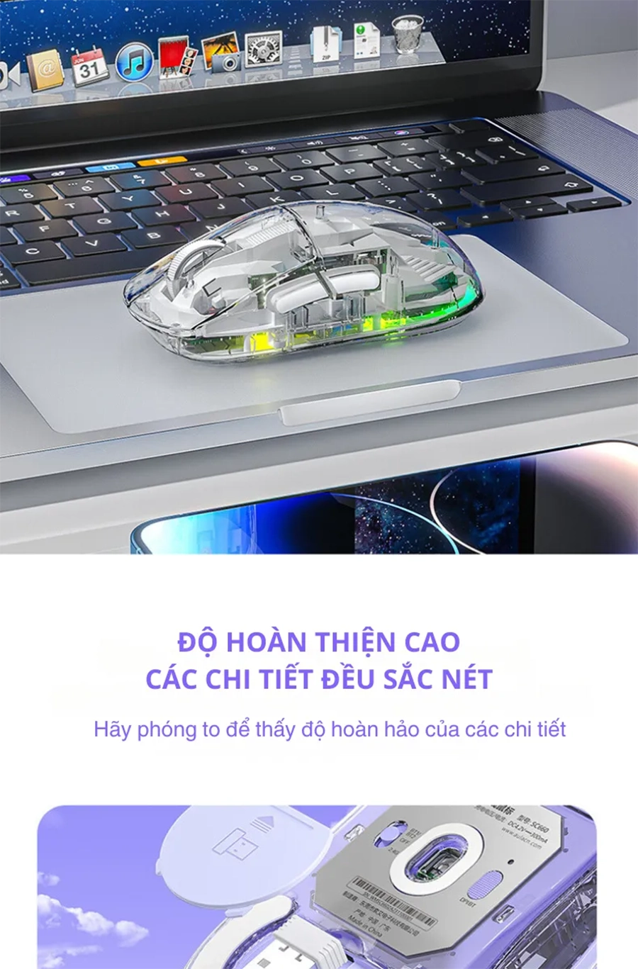 Chuột gaming AULA SC660 3 mode (Có dây/ 2.4G/ Bluetooth)