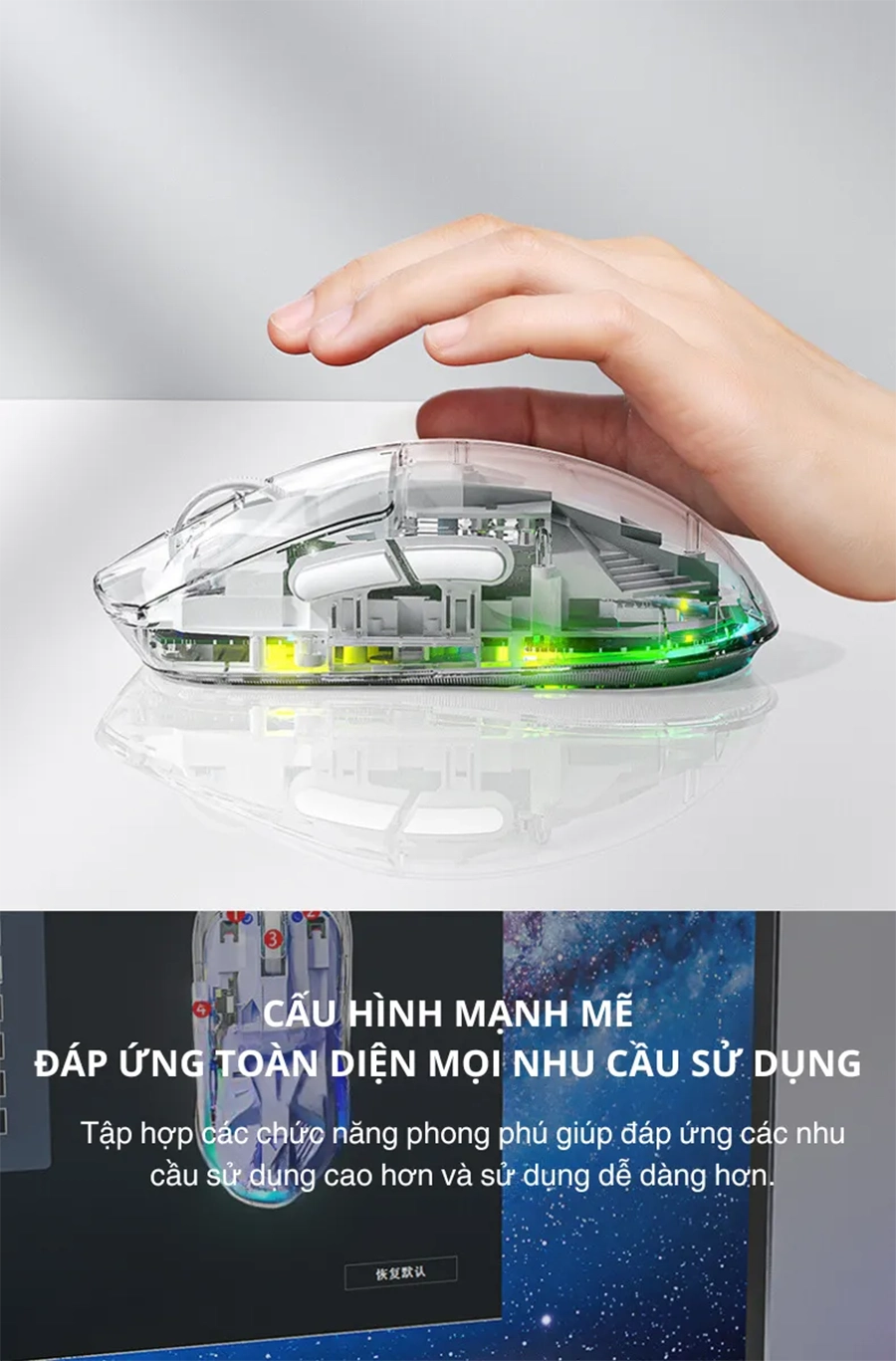 Chuột gaming AULA SC660 3 mode (Có dây/ 2.4G/ Bluetooth)