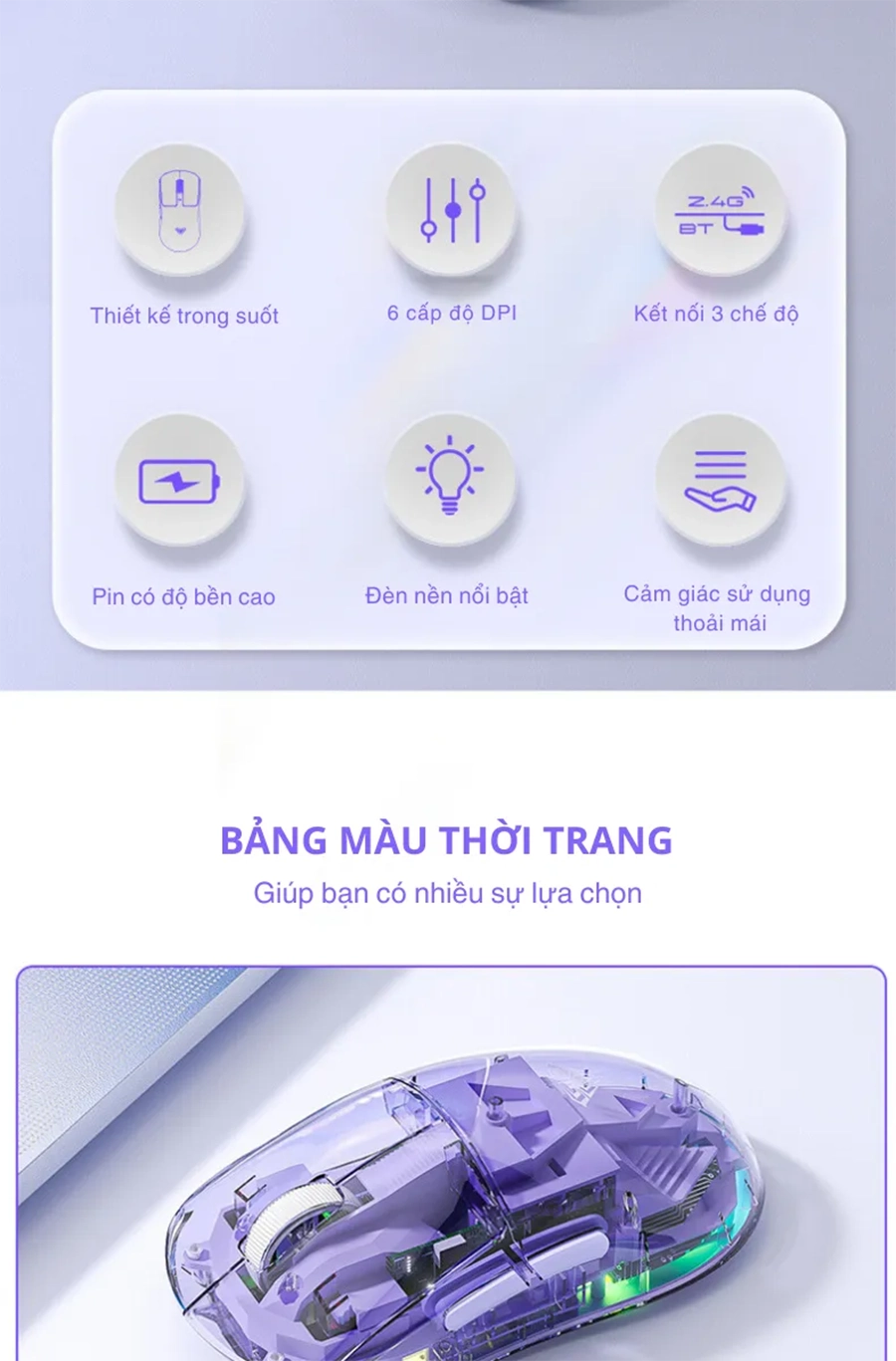 Chuột gaming AULA SC660 3 mode (Có dây/ 2.4G/ Bluetooth)