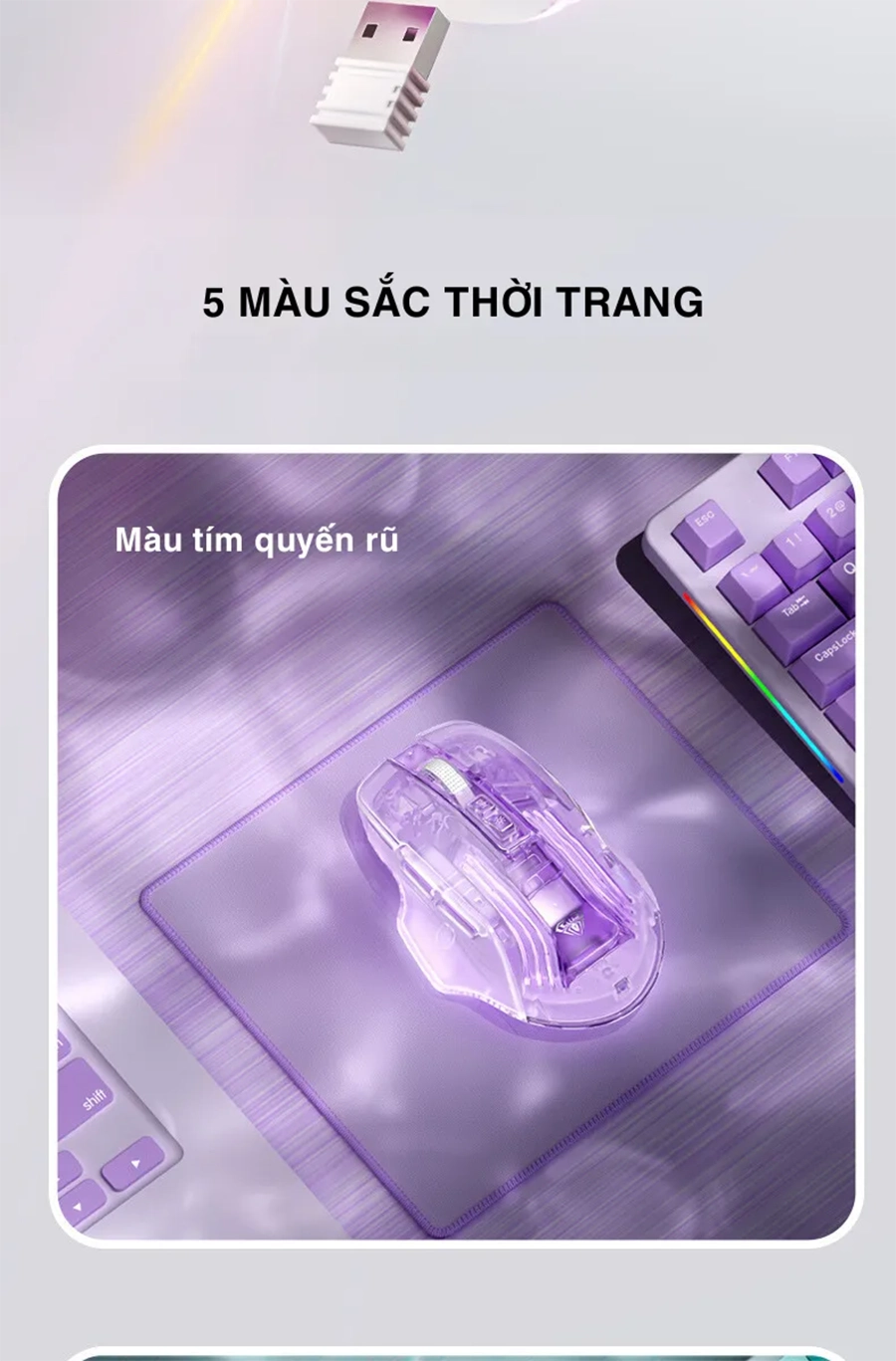 Chuột Gaming không dây AULA SC518 trong suốt