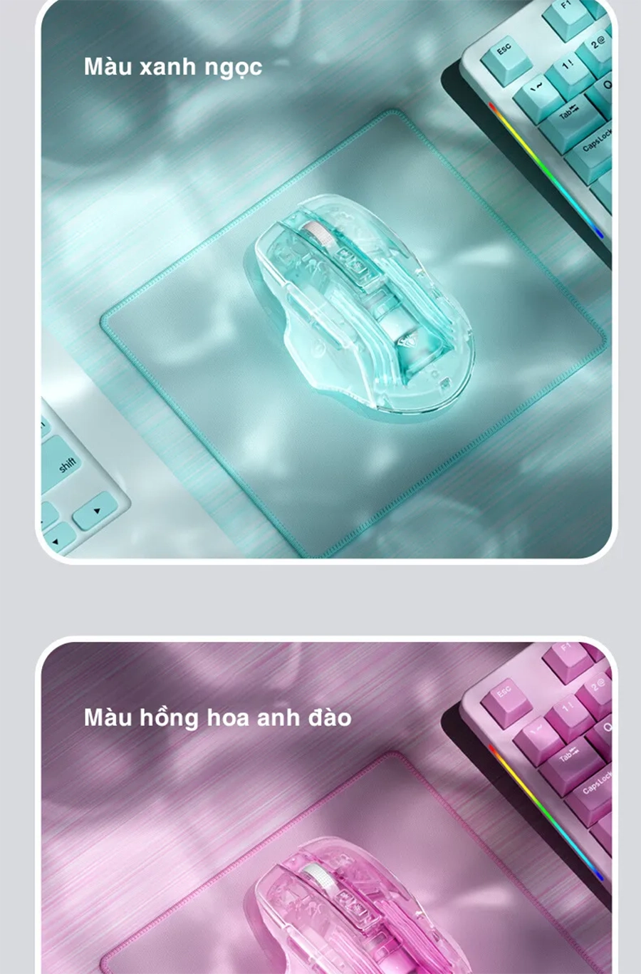 Chuột Gaming không dây AULA SC518 trong suốt