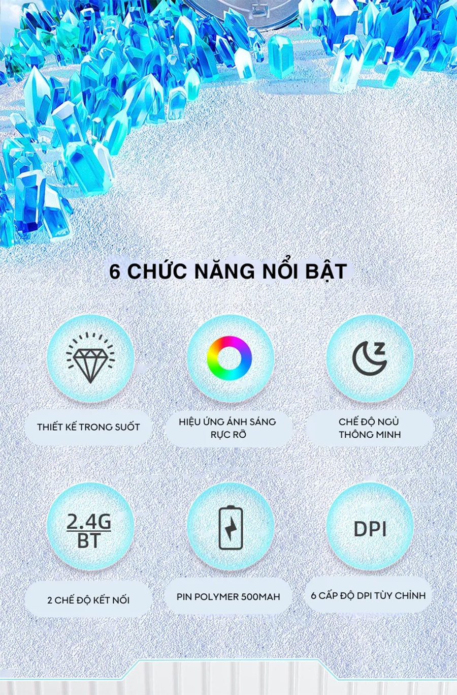 Chuột Gaming không dây AULA SC518 trong suốt