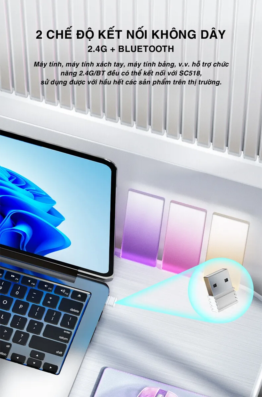 Chuột Gaming không dây AULA SC518 trong suốt