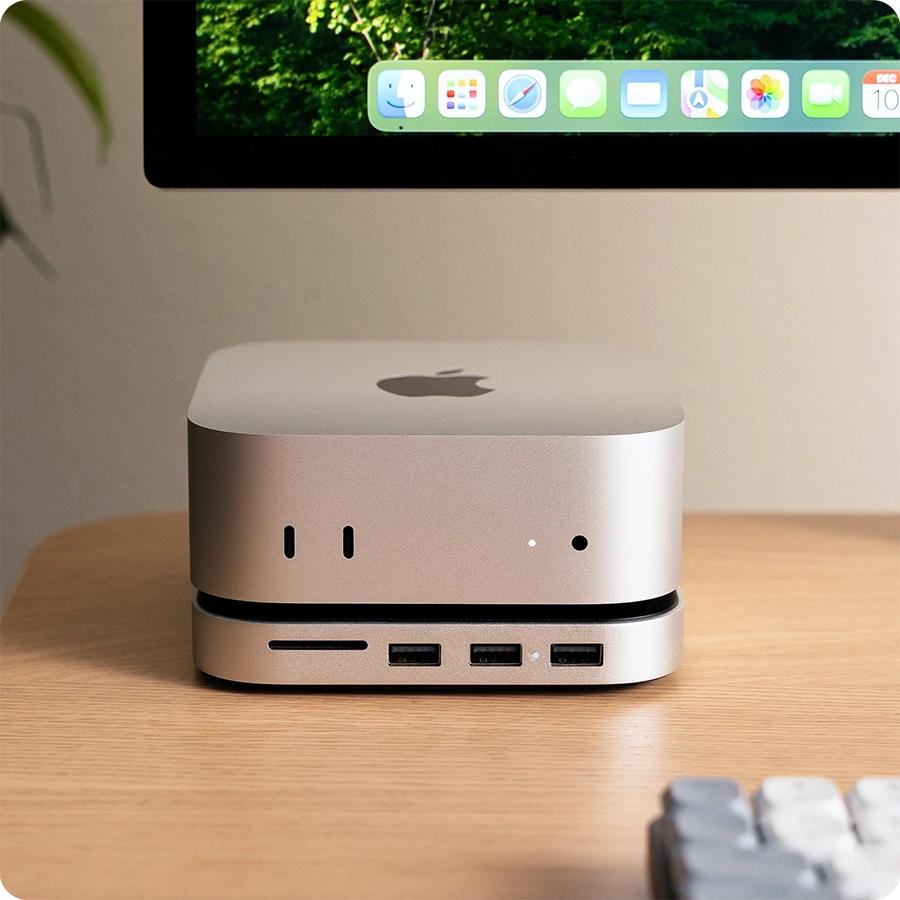 Đế mở rộng Mac Mini M4 Satechi 5 in 1 (USB-C, SSD NVMe 4TB, SD UHS-II, Màu Bạc)