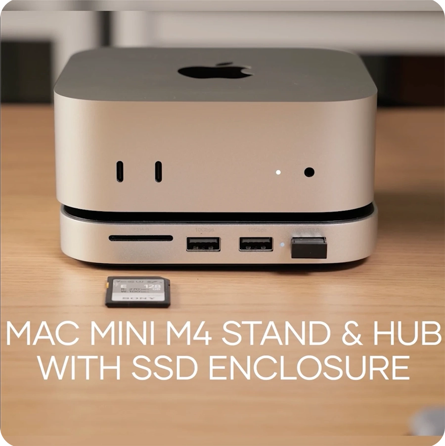 Đế mở rộng Mac Mini M4 Satechi 5 in 1 (USB-C, SSD NVMe 4TB, SD UHS-II, Màu Bạc)