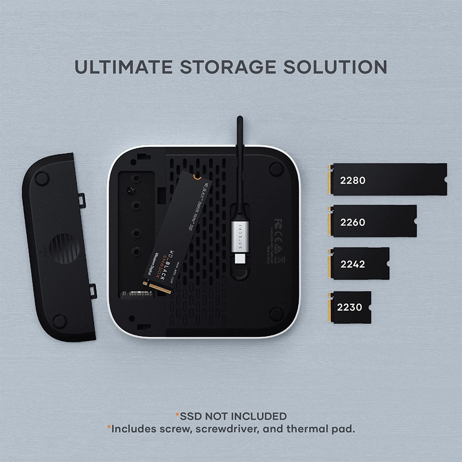 Đế mở rộng Mac Mini M4 Satechi 5 in 1 (USB-C, SSD NVMe 4TB, SD UHS-II, Màu Bạc)
