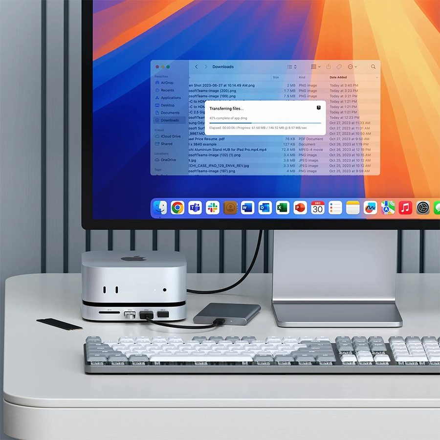 Đế mở rộng Mac Mini M4 Satechi 5 in 1 (USB-C, SSD NVMe 4TB, SD UHS-II, Màu Bạc)