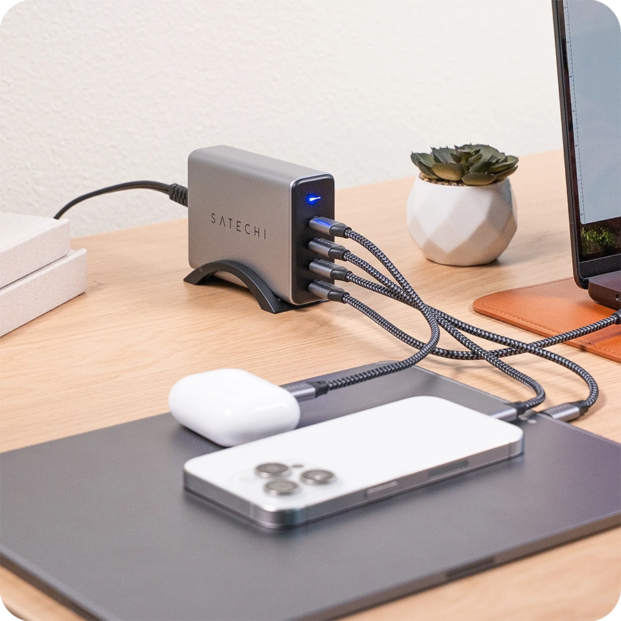 Dock sạc Satechi USB-C 165W PD 4 cổng (GaN, sạc nhanh đa thiết bị)