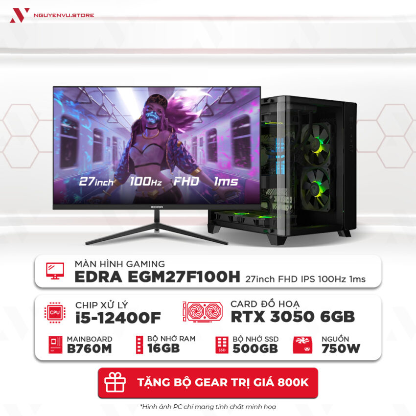 Full bô pc 16 triệu i5 12400F RTX 3050