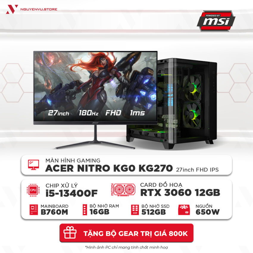 Cấu hình Full bộ PC 20 Triệu i5 13400F 3060 12GB