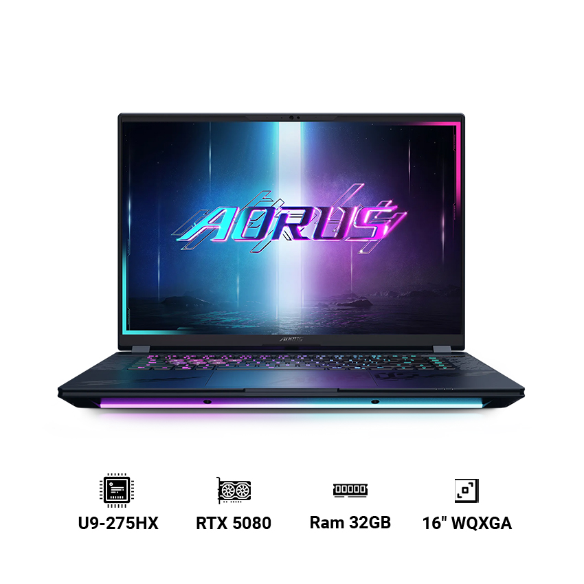 Laptop GIGABYTE AORUS MASTER 16 BYHC5VNE64SH (Ultra 9 - 275HX | 32GB RAM | 1TBSSD | RTX 5080 16GB | 16" WQXGA 165Hz | Win 11| Đen)