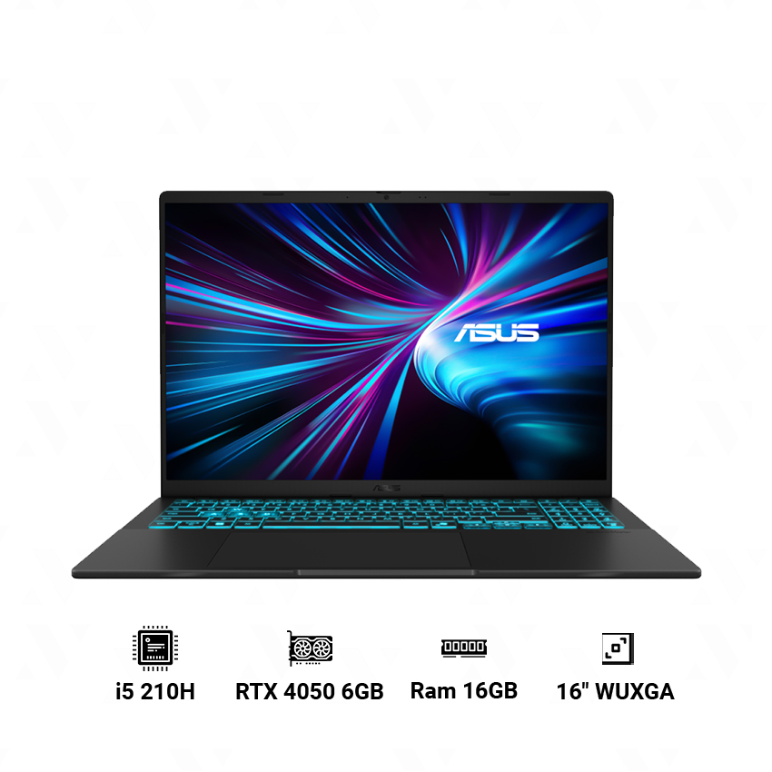 Laptop ASUS Gaming V16 K3607VU-RP280W (Intel Core i5 210H | 16GB DDR6 | 512GB SSD | RTX 4050 6GB | 16″ WUXGA | Windows 11 Home | Đen)