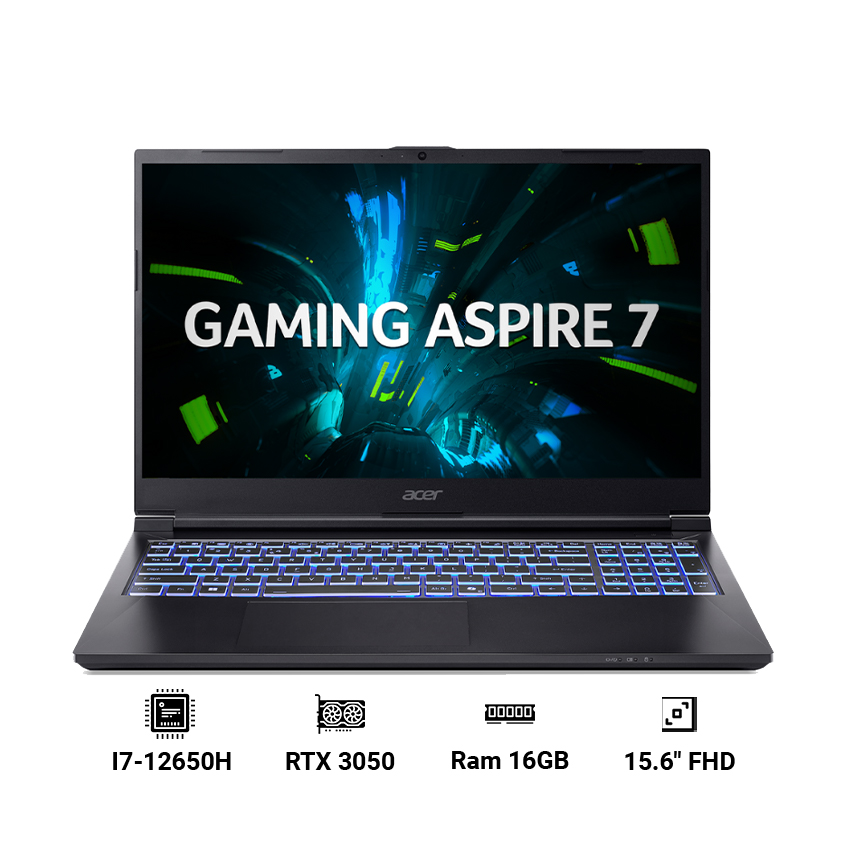 Laptop Gaming Acer Aspire 7 A715-59G-73LB (i7-12650H | GeForce RTX™ 3050 6GB | 16GB | 512GB | 15.6' FHD 144Hz | Win 11)