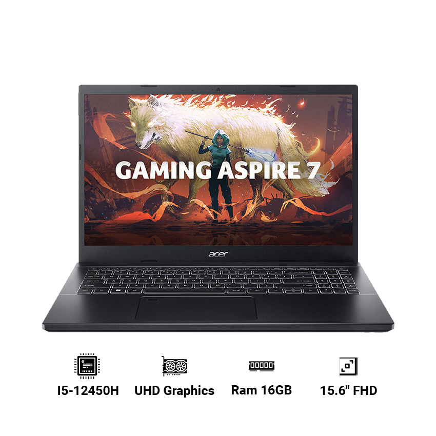 Laptop Gaming Acer Aspire 7 A715-76-53PJ (i5-12450H | GeForce RTX 1650 4GB | 8GB | 512GB | 15.6" FHD 144Hz | Win 11)