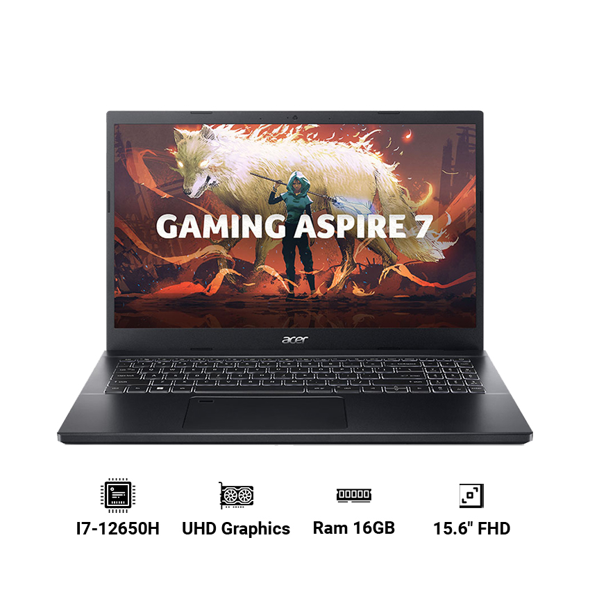 Laptop Gaming Acer Aspire 7 A715-76-728X (i7-12650H | Intel UHD | 16GB | 512GB | 15.6" FHD 60Hz | Win 11)