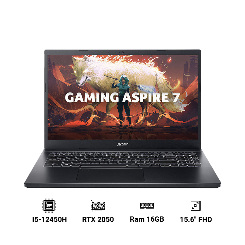 Laptop Gaming Acer Aspire 7 A715-76G-5806 (i5-12450H | GeForce RTX™ 2050 4GB | 16GB (8x2) | 512GB | 15.6" FHD 144Hz | Win 11)