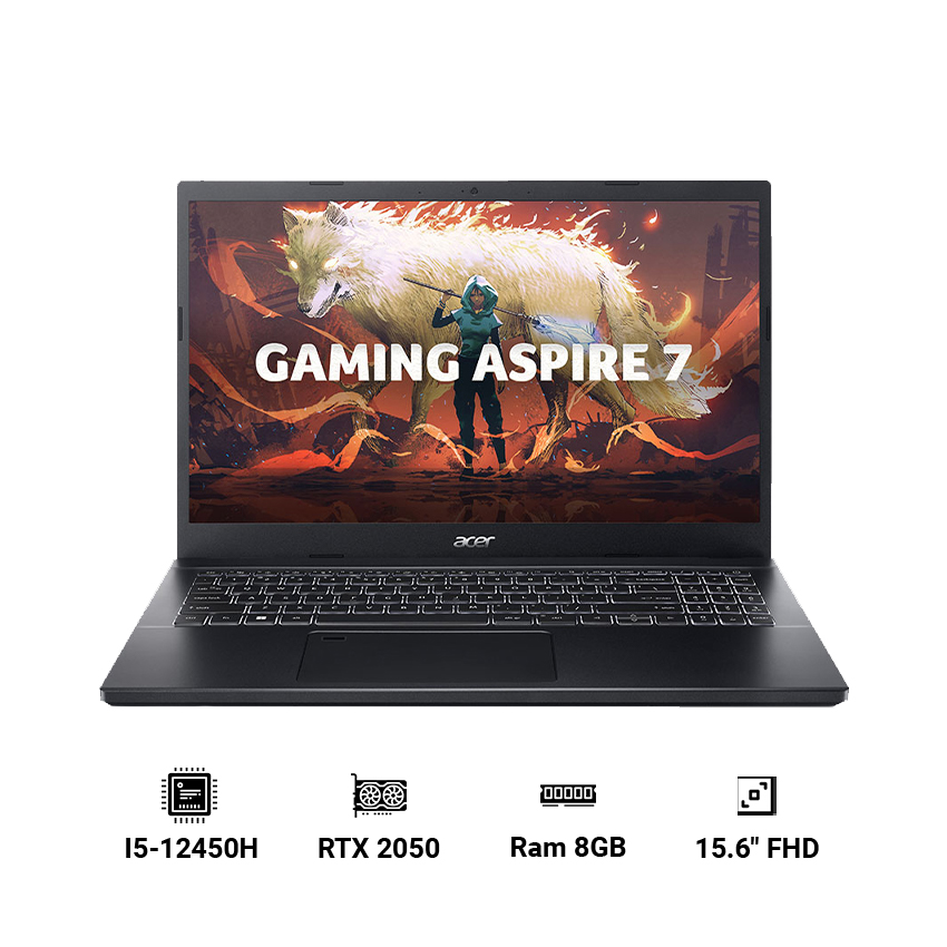 Laptop Gaming Acer Aspire 7 A715-76G-59MW (i5-12450H | GeForce RTX™ 2050 4GB | 8GB | 512GB | 15.6" FHD 144Hz | Win 11)