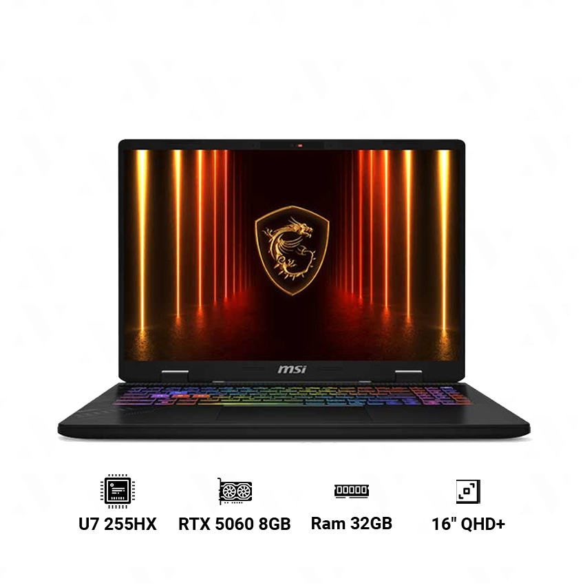 Laptop MSI Crosshair 16 HX AI D2XWFKG-078VN ( Ultra 7 255HX | 32GB | 1TB SSD | GeForce RTX 5060 8GB | 16" QHD+ | Windows 11 Home )