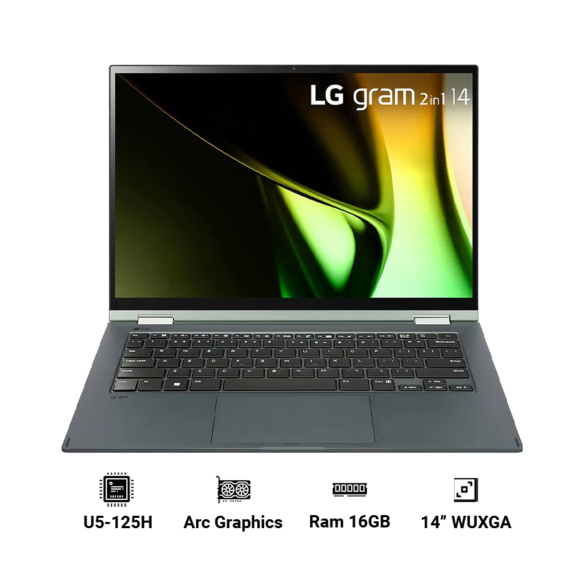 Laptop LG Gram 2024 2 in 1 14T90S-G.AH55A5 (Ultra 5 125H | 16GB | 512GB | Intel Arc | 14" WQXGA IPS | Touch | Win 11)