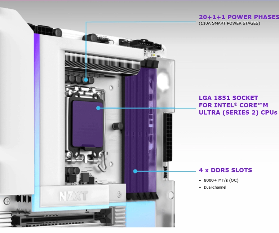 Mainboard NZXT N9 Z890 WIFI (Chipset Z890, Socket LGA 1851, DDR5 192Gb, ATX)