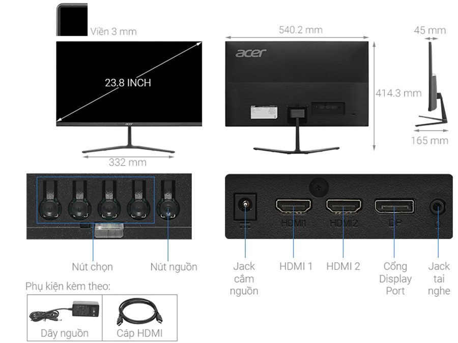 Màn hình Acer KG240Y X1 23.8 inch FHD IPS 200Hz 1ms