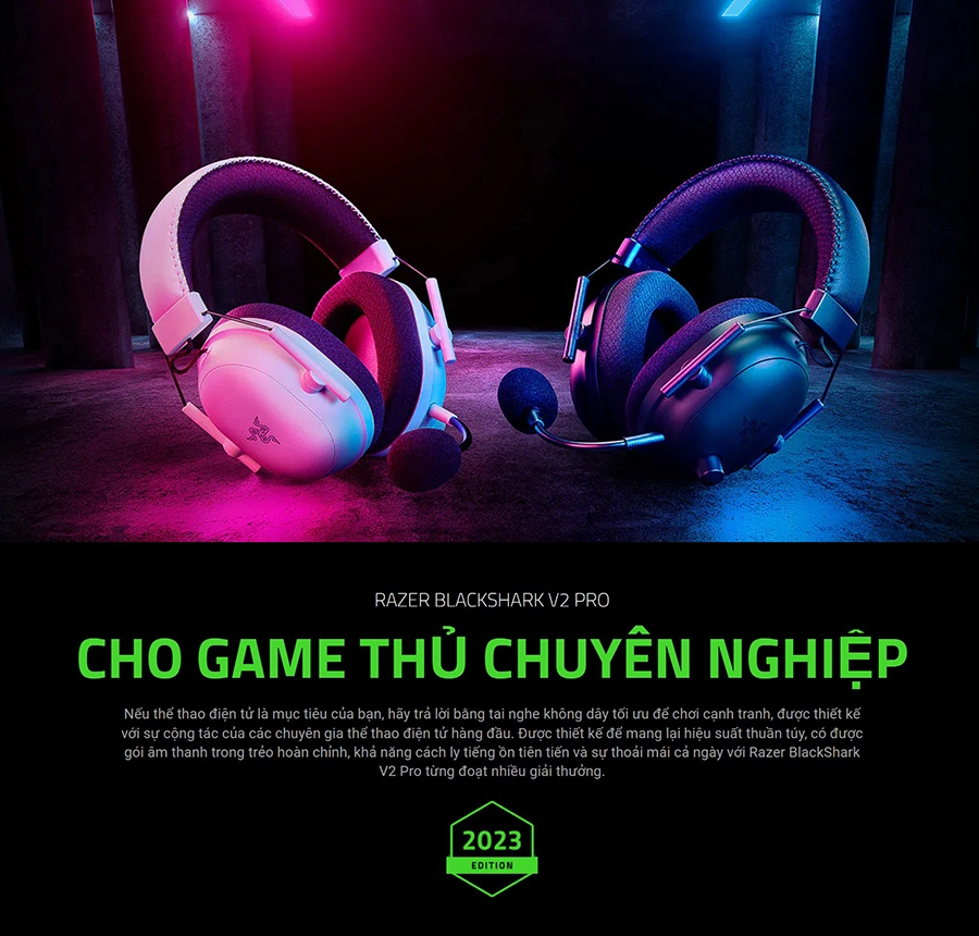 Tai nghe gaming không dây Razer BlackShark V2 Pro 2023 Black (RZ04-04530100-R3M1)