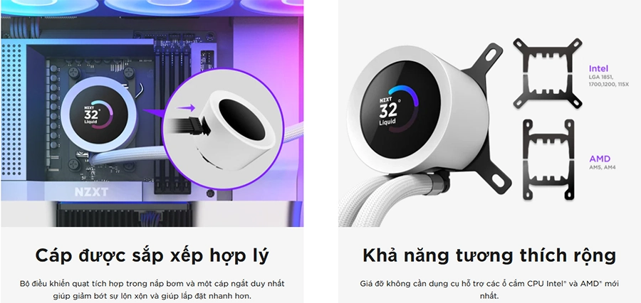Tản Nhiệt Nước NZXT Kraken Plus 240 RGB V2 White - 240mm (RL-KR240-W2)