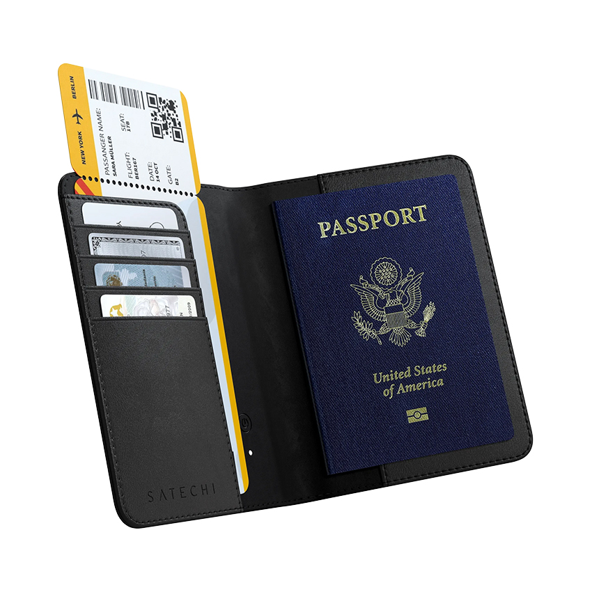 Ví da Passport Satechi Find My (Màu Đen)