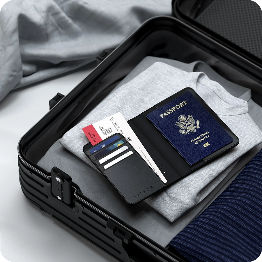 Ví da Passport Satechi Find My (Màu Đen)