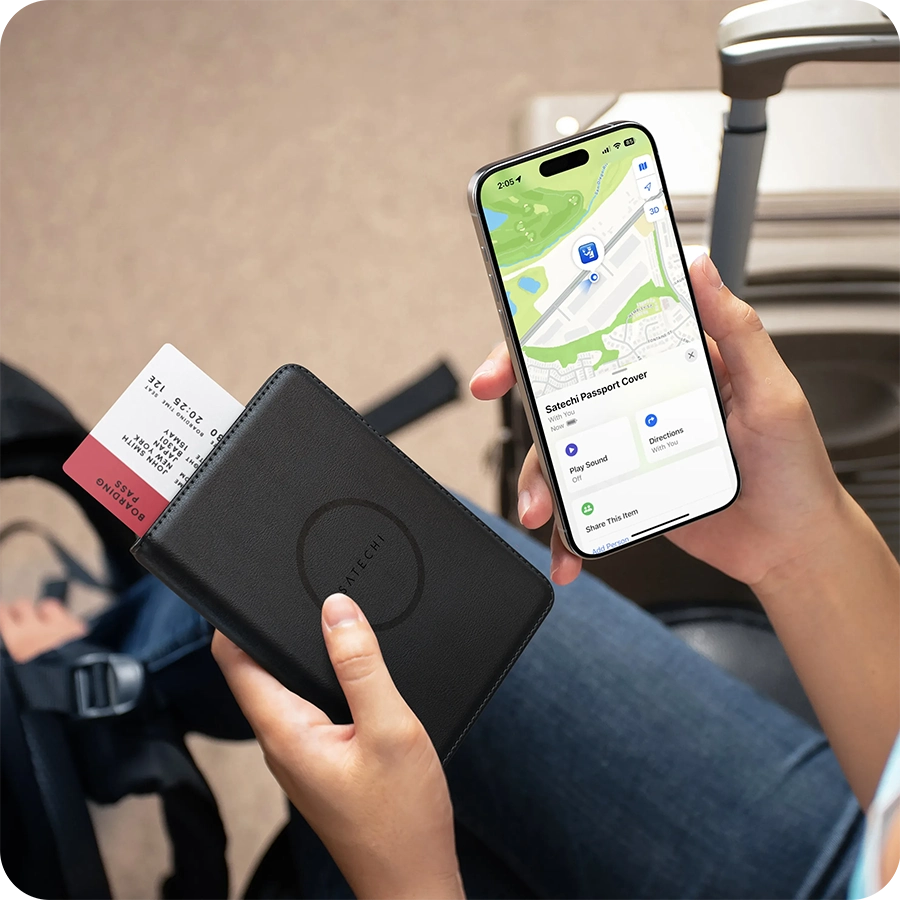 Ví da Passport Satechi Find My (Màu Đen)