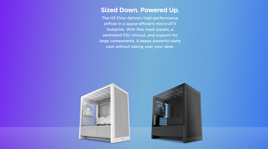 Vỏ Case NZXT H3 FLOW Micro-ATX Trắng | Đen (Sẵn 1 Fan)