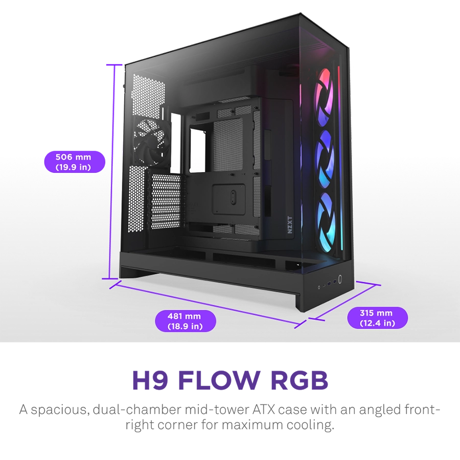 Vỏ Case NZXT H9 Flow RGB Mid-Tower ( Trắng/ Đen )
