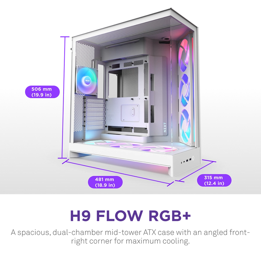 Vỏ Case NZXT H9 Flow RGB Mid-Tower ( Trắng/ Đen )