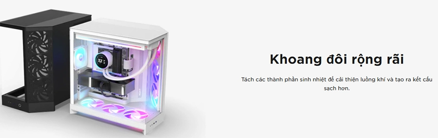 Vỏ Case NZXT H9 Flow RGB Plus Mid-Tower ( Trắng/ Đen )