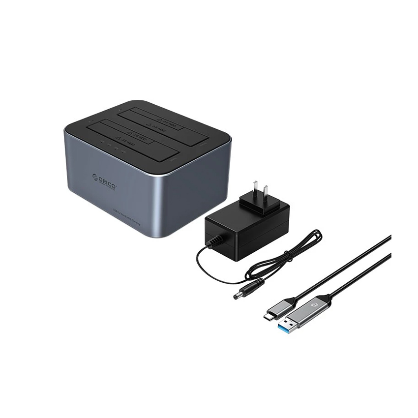 Dock ổ cứng Orico 6626C3 Type-C USB 3.2 (2 khe HDD/SSD SATA) (6626C3-C-V1-EU-GY-BP-HW) - Ảnh 2