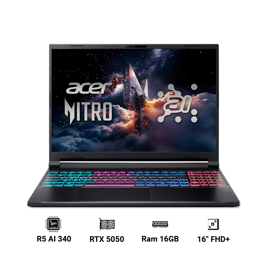 Laptop Acer Nitro V 16S AI ProPanel ANV16S-61-R0B8 (R5 AI 340/ 16GB/ 512GB/ GeForce RTX 5050/ 16" FHD+/ Windows 11)