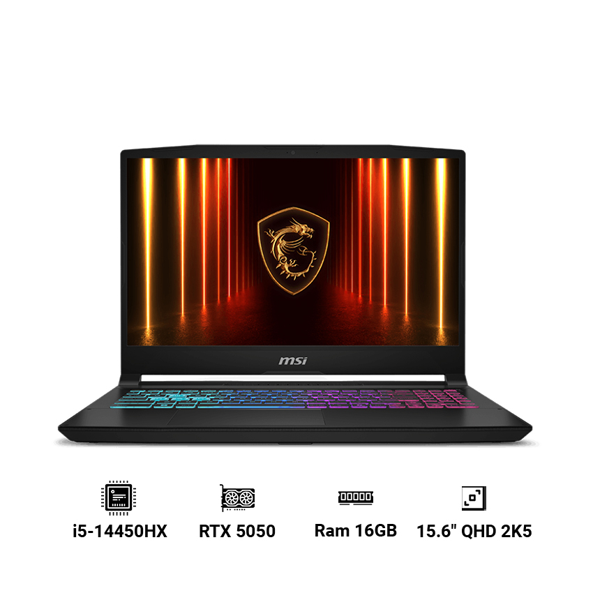 Laptop MSI Katana 15 HX B14WEK 286VN (i5-14450HX | 16GB DDR5 | 512GB | GeForce RTX 5050 8GB | 15.6" QHD 165Hz | Win 11)