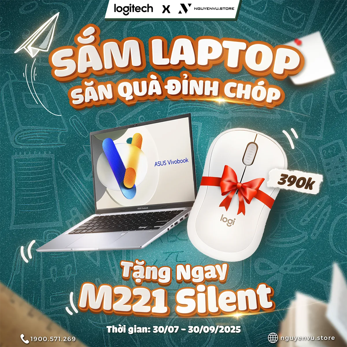 [Logitech X Nguyễn Vũ] Tặng ngay Logitech M221 Silent khi mua laptop bất kỳ