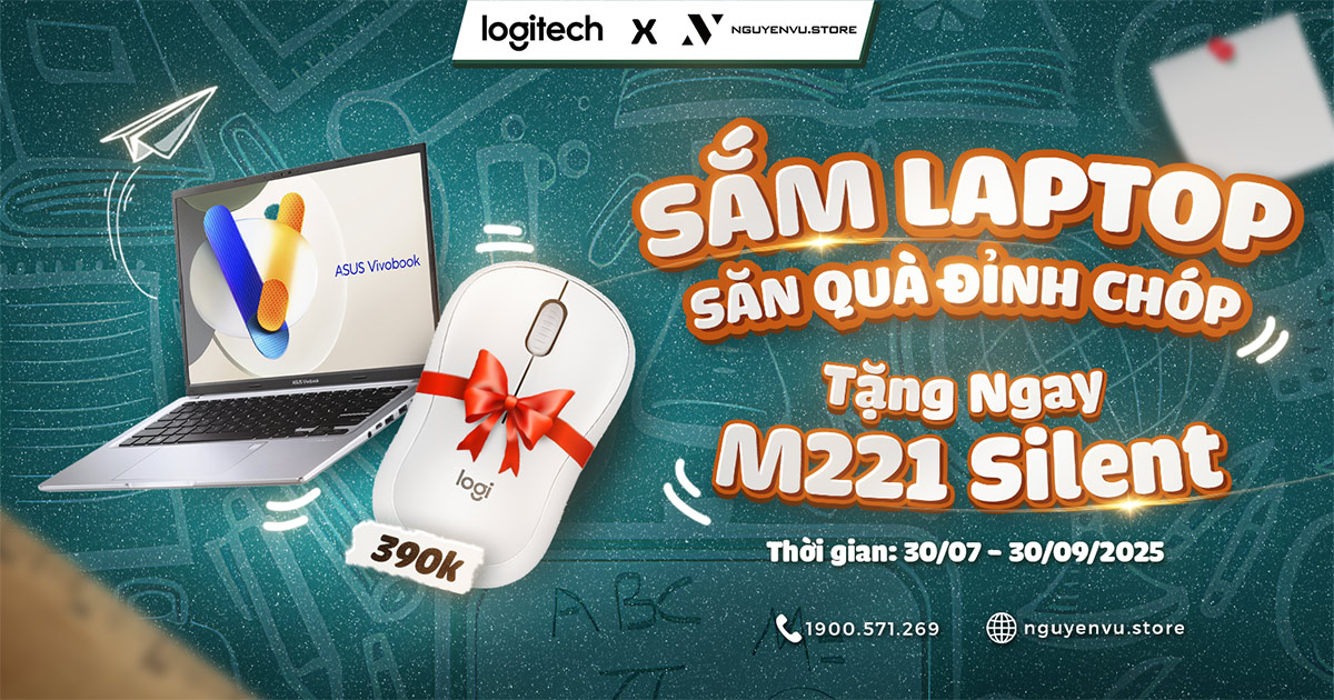 [Logitech X Nguyễn Vũ] Tặng ngay Logitech M221 Silent khi mua laptop bất kỳ