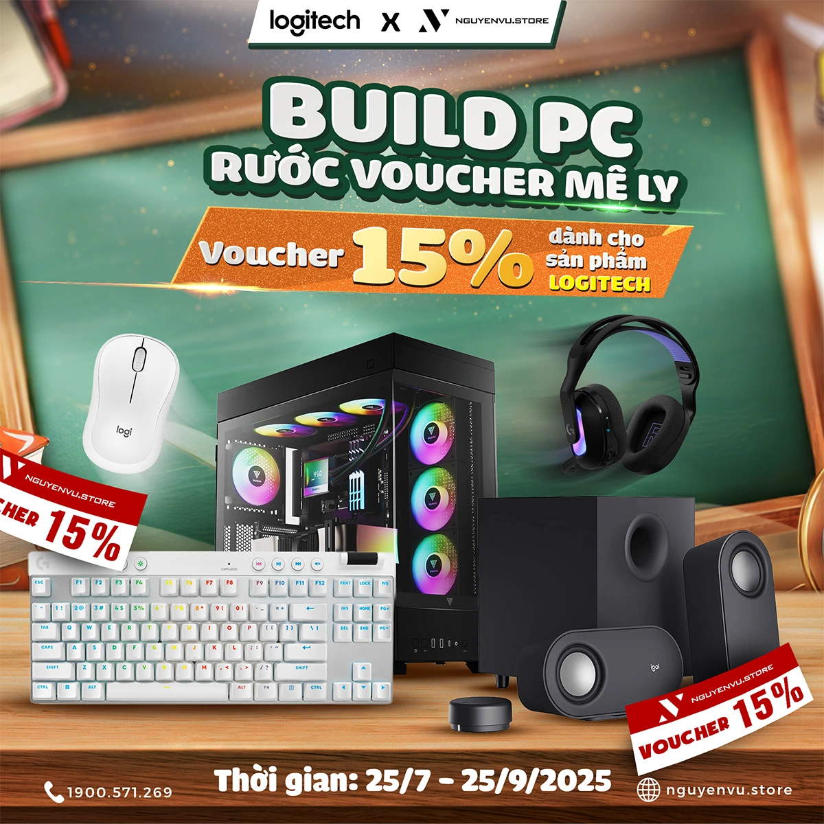 [Nguyễn Vũ x Logitech] Build PC Rước Voucher 15% Mê Ly