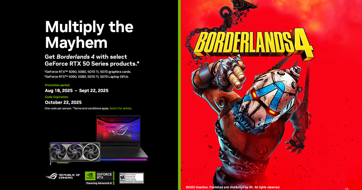 Mua ASUS GeForce RTX 50 Series Tặng Code Game Borderlands 4