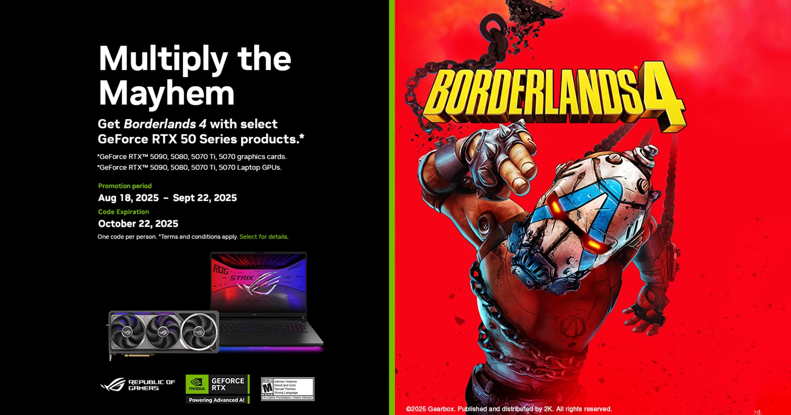 Mua ASUS GeForce RTX 50 Series Tặng Code Game Borderlands 4