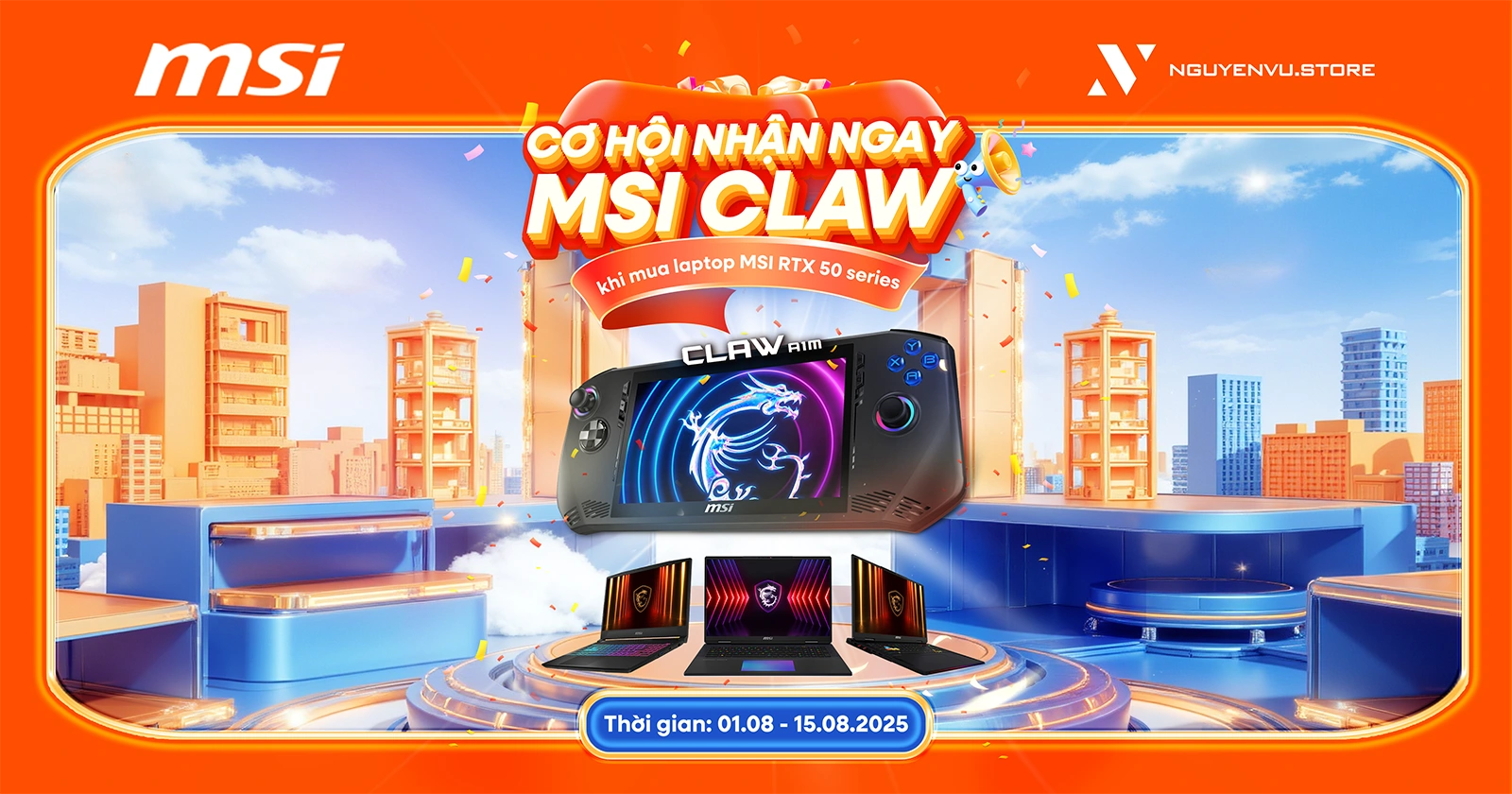 Mua laptop MSI RTX 50 Series - Cơ hội trúng MSI Claw A1M