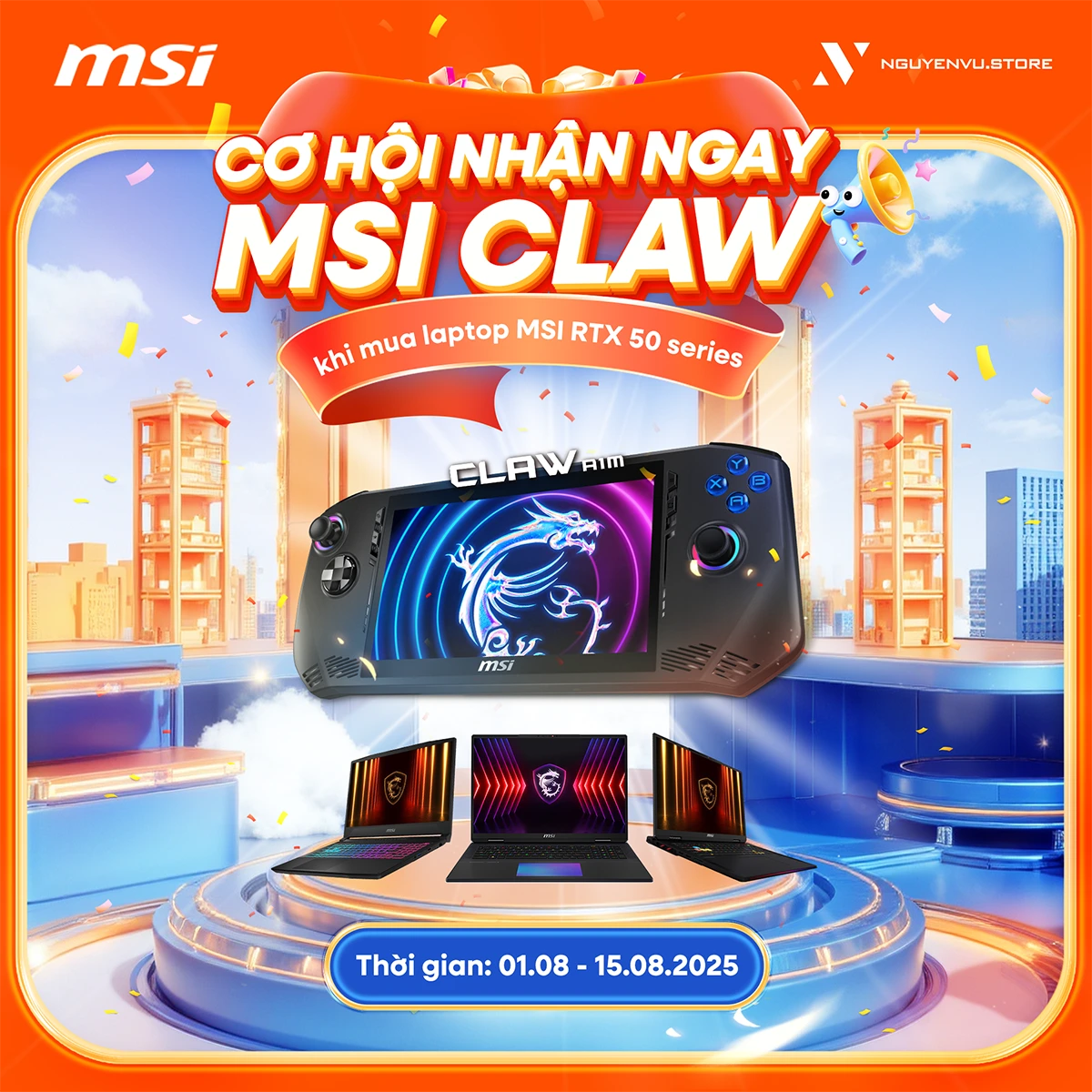 Mua laptop MSI RTX 50 Series - Cơ hội trúng MSI Claw A1M