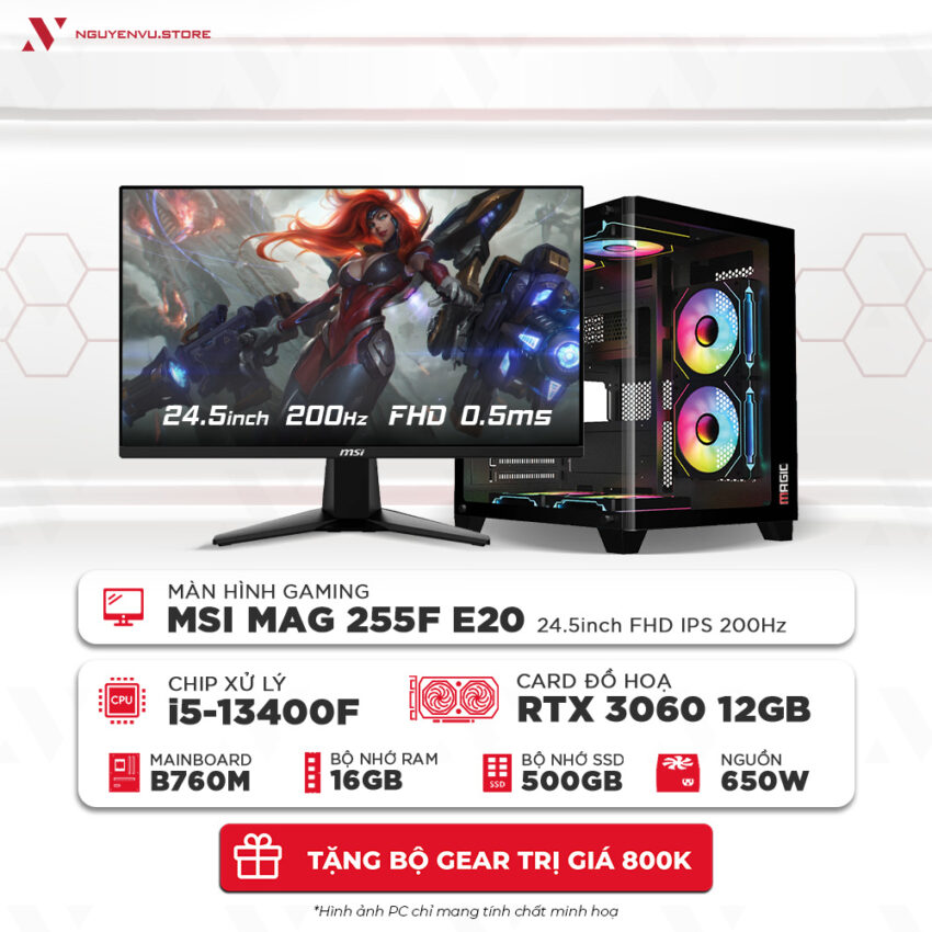 Full bộ PC gaming i5 13400F RTX 3060 12GB